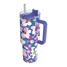 Термокубок Quokka Stream 1200 ml зі соломинкою Flower Dusk (40042)