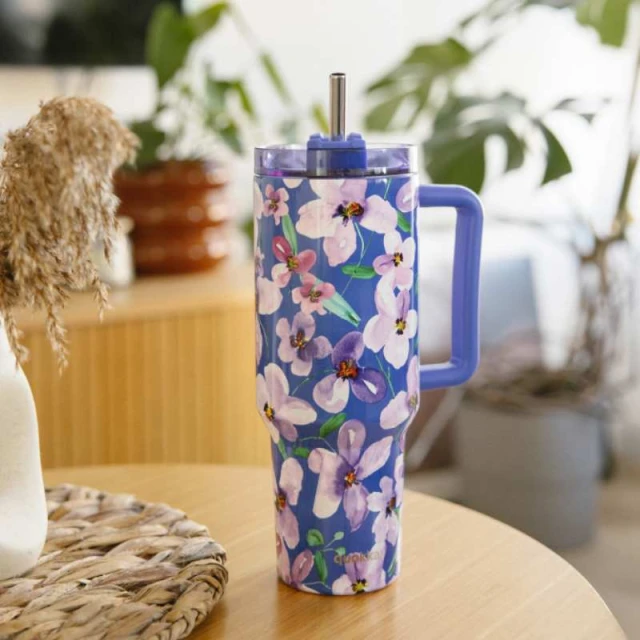 Термокубок Quokka Stream 1200 ml зі соломинкою Flower Dusk (40042)