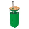 Кубок скляний Quokka Liquid Cube 540 ml зі соломинкою Green (40061)
