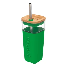 Кубок скляний Quokka Liquid Cube 540 ml зі соломинкою Green (40061)