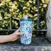 Термокухель Quokka Mist 720 мл нержавіюча сталь зі соломинкою Violet Blooms