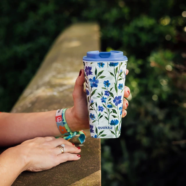 Кухок Quokka Vaso Cafe подвійні стінки 450 мл Ditsy Bloom (40221)