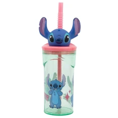Кружка Disney Stitch зі соломинкою та фігуркою 3D 360ml Flowers (74869)
