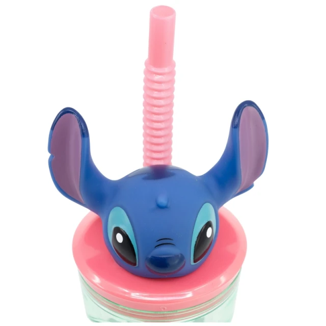 Кружка Disney Stitch с соломинкой и фигуркой 3D 360ml Flowers (74869)