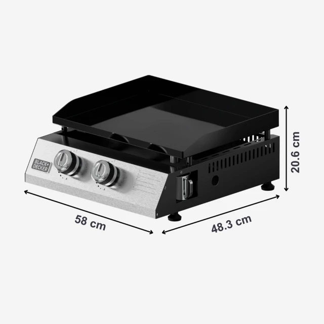 Гриль газовий Black&Decker BXOP4900E 2 пальники 2,45 кВт автоматичний запал 450 x 360 мм (ES9340080B)