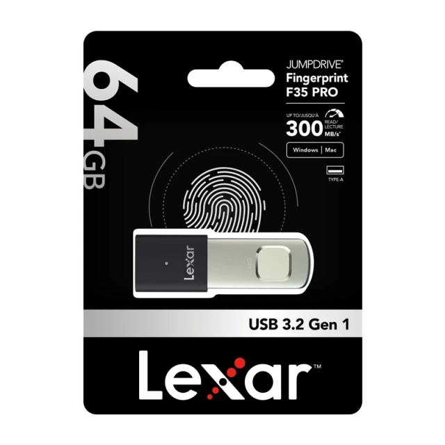 Флеш-накопичувач Lexar Fingerprint F35 Pro USB 3.2 64GB (LJDF35P064G-RNBNG)