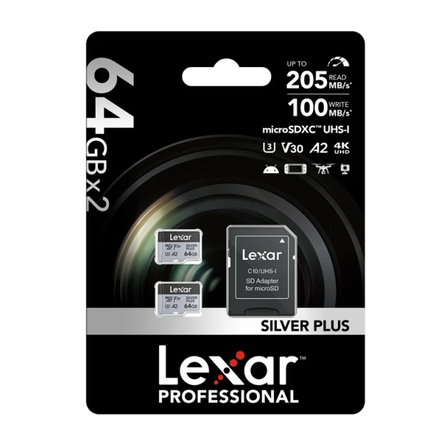 Карта пам'яті Lexar Silver Plus 64GB + адаптер (LMSSIPL064G-BNANG)