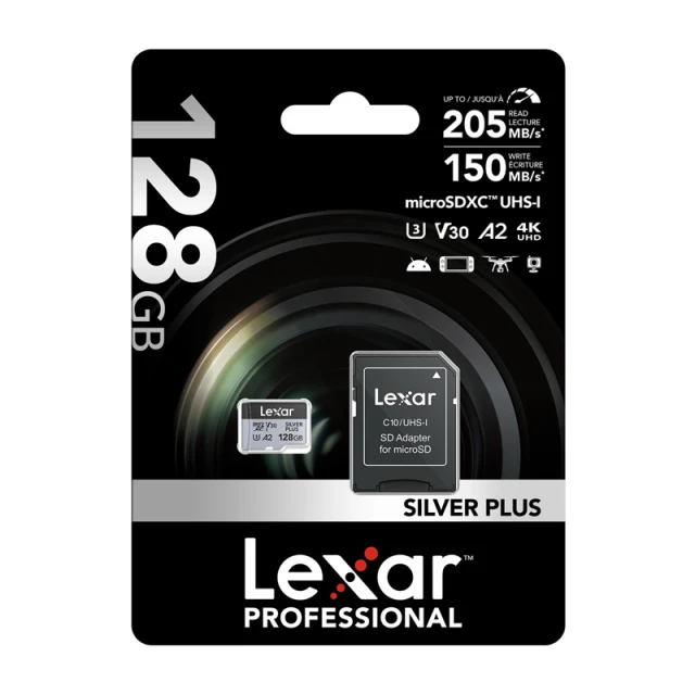 Карта пам'яті Lexar Silver Plus 128GB + адаптер (LMSSIPL128G-BNANG)