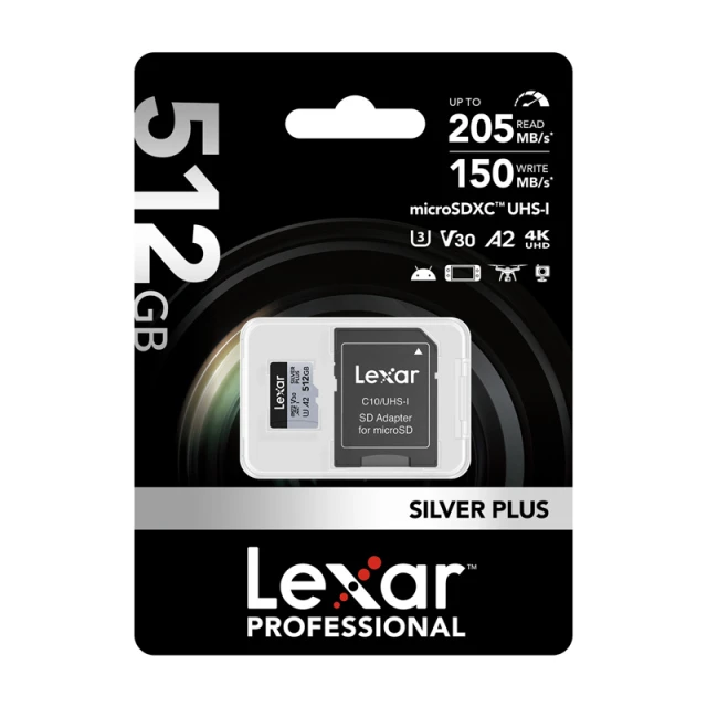 Карта памяти Lexar High-Performance Silver Plus microSDXC 512GB + адаптер (LMSSIPL512G-BNANG)