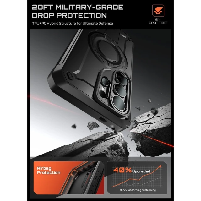 Чохол Supcase Unicorn Beetle Pro Mag для Samsung Galaxy S26 Ultra Black with MagSafe (2 pack) (843439160736)