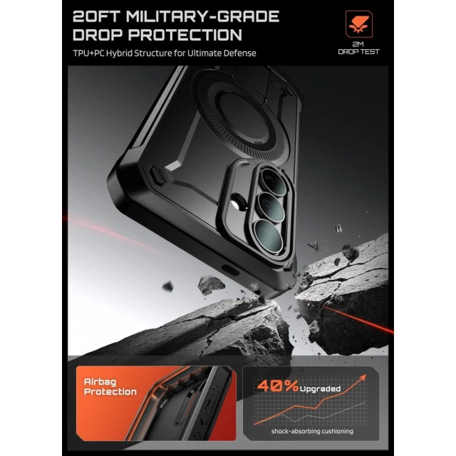Чохол Supcase Unicorn Beetle Pro Mag для Samsung Galaxy S26 Black with MagSafe (2 pack) (843439160842)