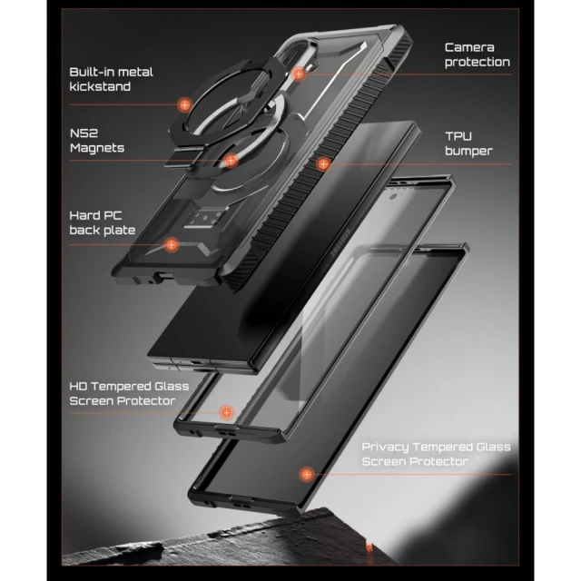 Чохол Supcase UB Grip Mag для Samsung Galaxy Fold 8 Black (2 pack) with MagSafe (843439162198)