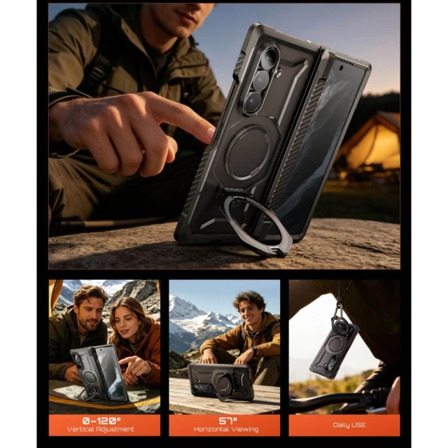 Чохол Supcase UB Grip Mag для Samsung Galaxy Fold 8 Black (2 pack) with MagSafe (843439162198)