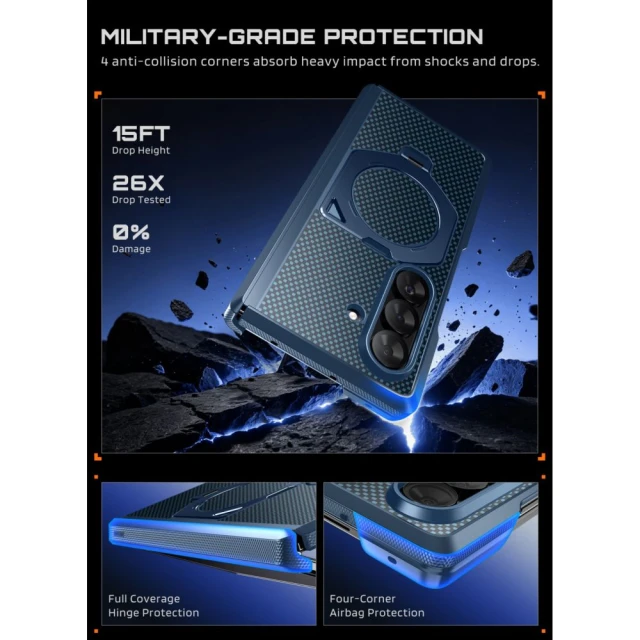 Чохол Supcase UB Aero для Samsung Galaxy Fold 8 Ultra Aramid Blue (2 pack) (843439162235)