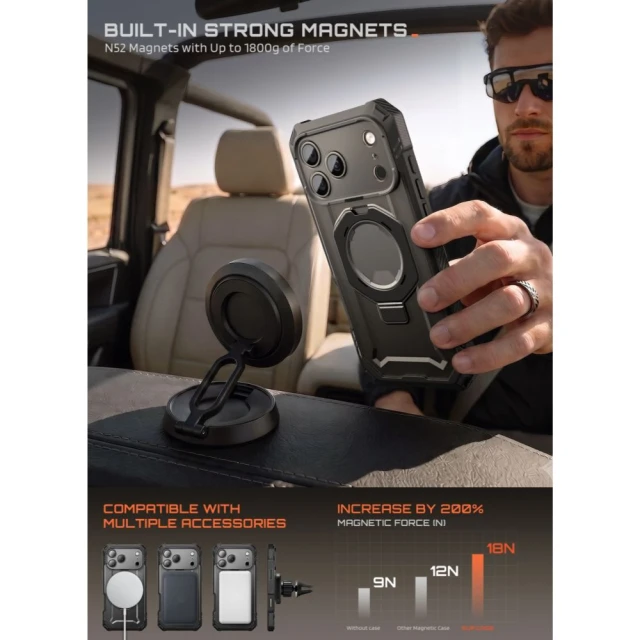 Чохол Supcase Grip Pro Mag для iPhone 18 Pro | 17 Pro Black with MagSafe (843439163324)