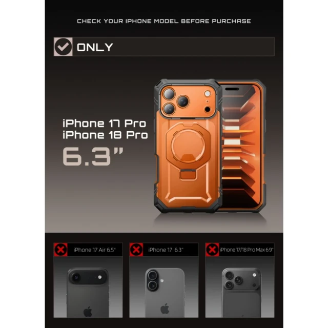 Чохол Supcase Grip Pro Mag для iPhone 18 Pro | 17 Pro Coral with MagSafe (843439163331)