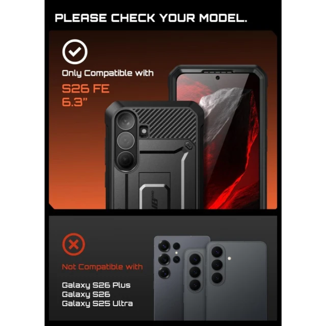 Чохол Supcase Unicorn Beetle Pro для Samsung Galaxy S26 FE Black (843439164147)