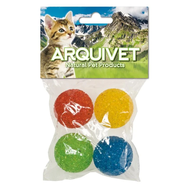Іграшка для котів Arquivet гумові м'ячики з дзвіночком 3,5 см 4 шт (8435117842748)