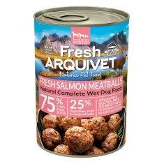Вологий корм для собак Arquivet Fresh фрікадельки з лососем, морквою та горошком 400 г (8435117874251)