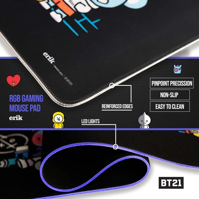 Килимок для гри BT21 з LED підсвітленням XXL 90x40 см (MGGEL002)