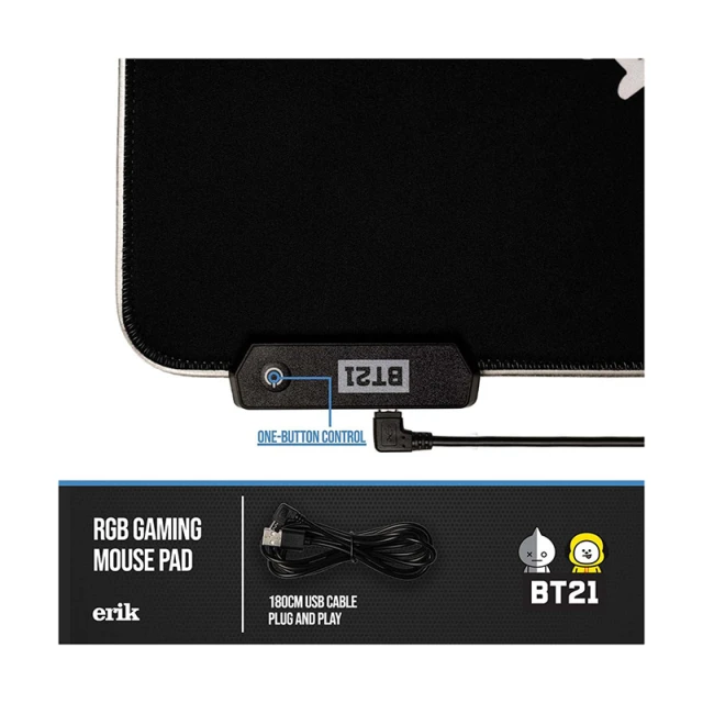 Килимок для гри BT21 з LED підсвітленням XXL 90x40 см (MGGEL002)