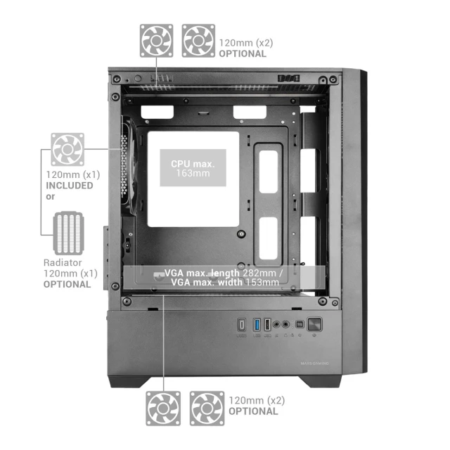 Корпус Tacens Mars MC-VECTOR 4x ARGB USB-C mATX (8435693114413)