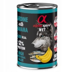 Вологий корм для собак Alpha Spirit з сардиною та бананом 400 г (8437013576307)