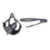 Набір для вигулу Dogness повідець 1,5м + шлея (чорно-біла) (DOG SET BLACK)