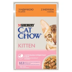 Вологий корм для кошенят Cat Chow Kitten з індичкою та цукіні в желе 85 г (8445290426086)