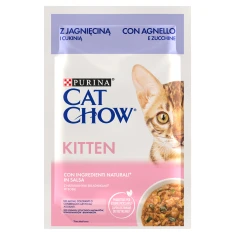 Вологий корм для кошенят Purina Cat Chow Kitten з ягням і цукіні в соусі 85 г (8445290426550)