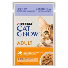Вологий корм для котів Purina Cat Chow Adult з ягням і зеленою квасолею 85 г (8445290476524)