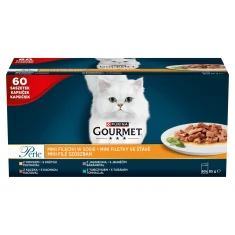 Вологий корм для котів Purina Gourmet Perle міні філе з індичкою, ягням, качкою і тунцем у соусі 60 шт x 85 г (8445291615236)