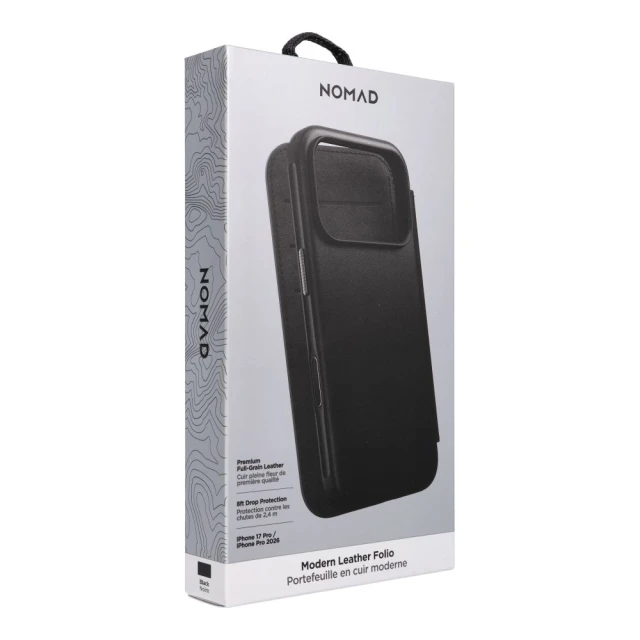 Чохол Nomad Modern Leather Folio ECCO Leather для iPhone 18 Pro | 17 Pro Black with MagSafe (855848009094)