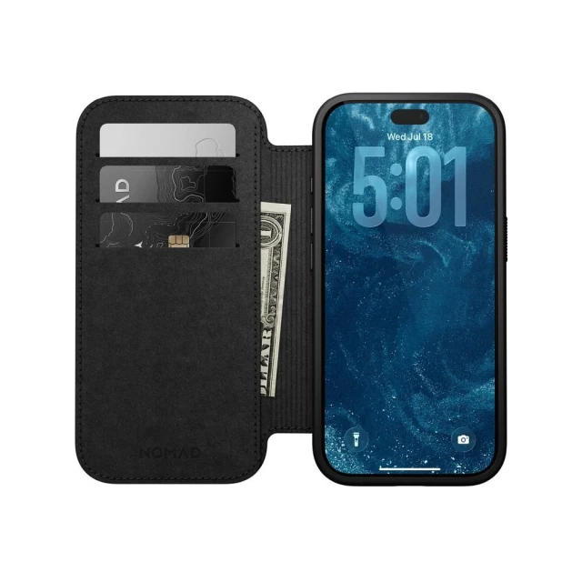 Чохол Nomad Modern Leather Folio ECCO Leather для iPhone 18 Pro | 17 Pro Black with MagSafe (855848009094)