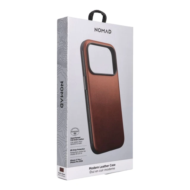 Чохол Nomad Modern Leather Case Horween Leather для iPhone 18 Pro | 17 Pro Rustic Brown with MagSafe (855848009193)