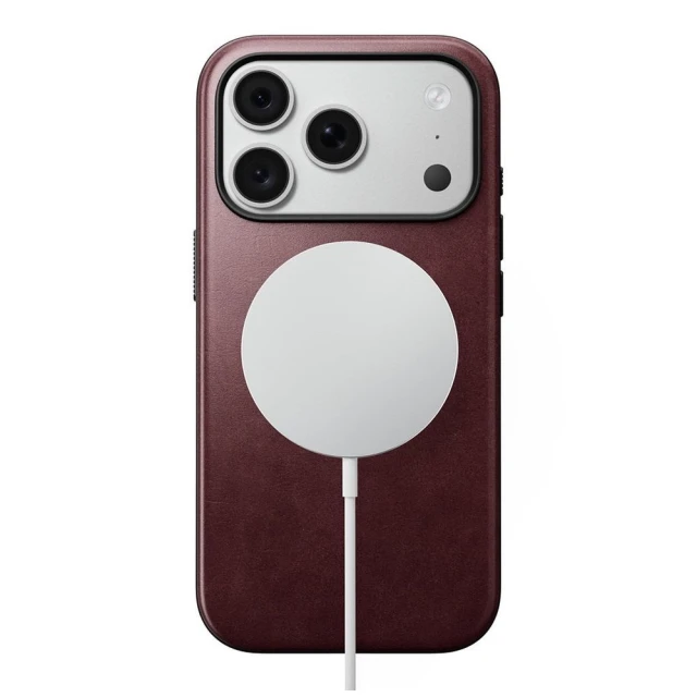 Чохол Nomad Modern Leather Case Horween Leather для iPhone 18 Pro | 17 Pro Burgundy with MagSafe (855848009209)