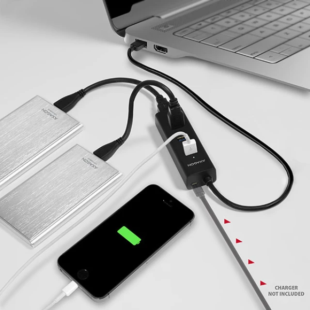 USB-хаб Axagon HUE-S2B 4 порти USB 3.0 з швидкою зарядкою (8595247903525)