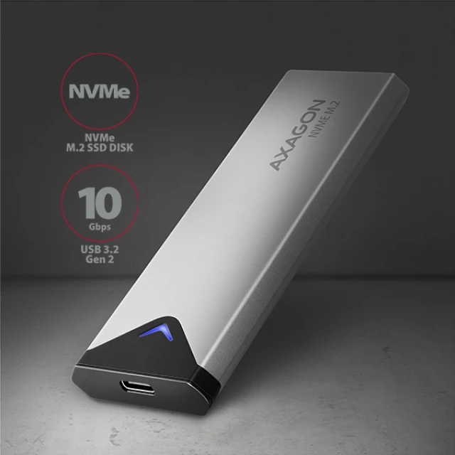 Зовнішній бокс Axagon USB-C металевий для M.2 NVMe SSD 42-80 мм (8595247904287)