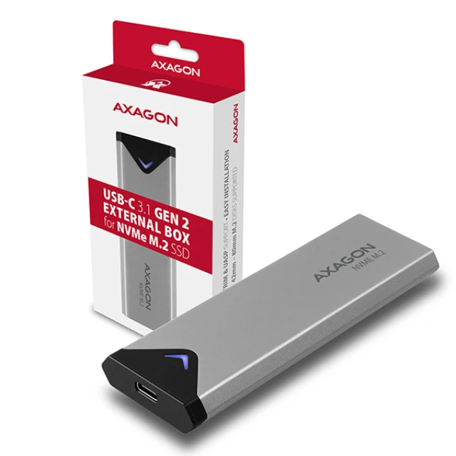 Зовнішній бокс Axagon USB-C металевий для M.2 NVMe SSD 42-80 мм (8595247904287)