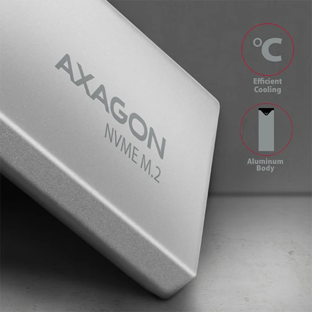 Зовнішній бокс Axagon USB-C металевий для M.2 NVMe SSD 42-80 мм (8595247904287)