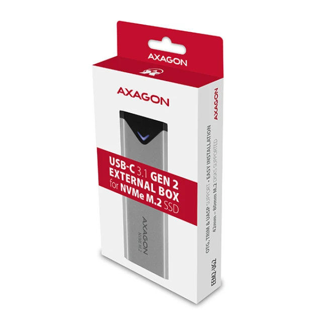 Зовнішній бокс Axagon USB-C металевий для M.2 NVMe SSD 42-80 мм (8595247904287)