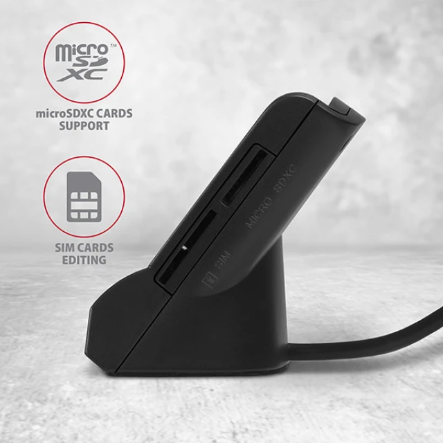 Кардрідер Axagon USB універсальний настільний Smart/ID SD/microSD/SIM CRE-SM2 (8595247904300)