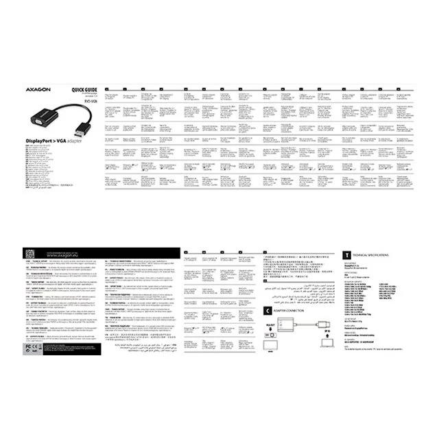 Відеоадаптер Axagon RVD-VGN DisplayPort — VGA 0,15 м (8595247904386)