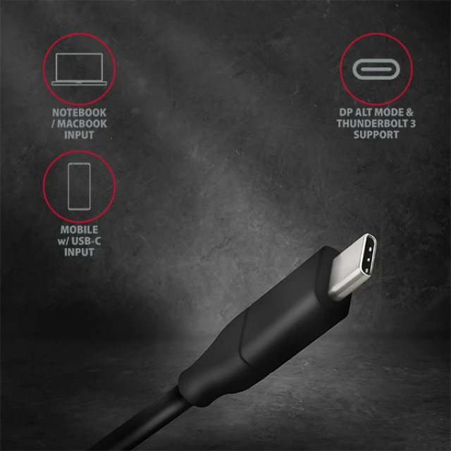 Кабель Axagon USB-C to DisplayPort активний 1.8 м (8595247905314)