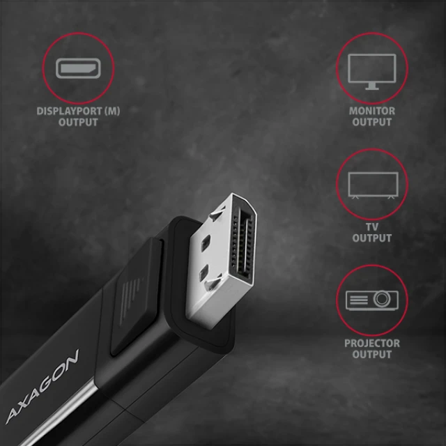 Кабель Axagon USB-C to DisplayPort активний 1.8 м (8595247905314)