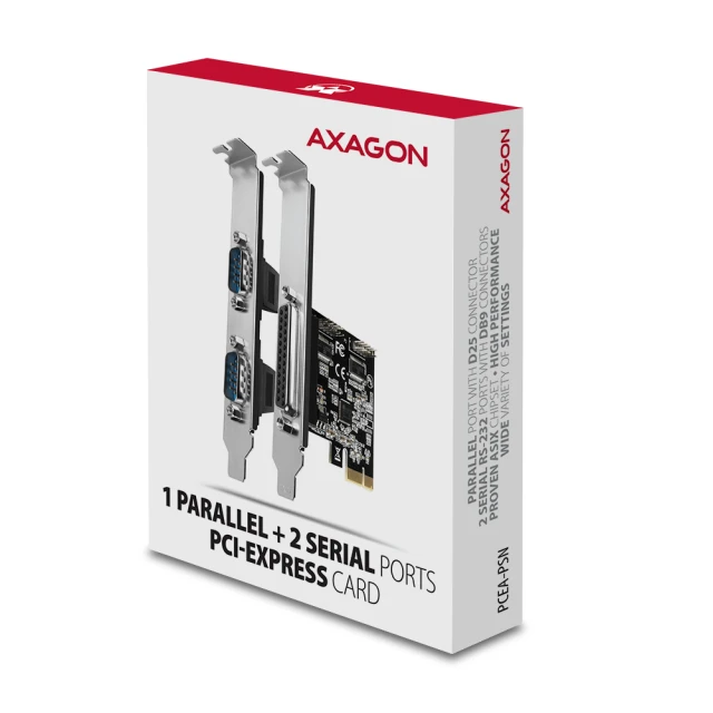 PCI-Express карта Axagon PCEA-PSN з одним паралельним і двома послідовними портами 250 кбіт/с (8595247905390)