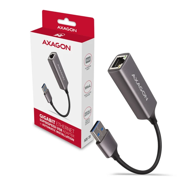 Мережевий адаптер Axagon ADE-TR USB 3.2 Gen 1 Gigabit Ethernet 10/100/1000 Мбіт (8595247905567)