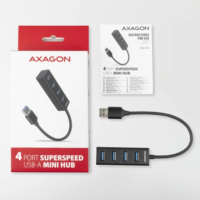 USB-хаб Axagon HUE-M1A 4 порти USB 3.2 Gen 1 металевий (8595247905628)