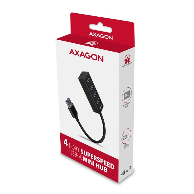USB-хаб Axagon HUE-M1A 4 порти USB 3.2 Gen 1 металевий (8595247905628)