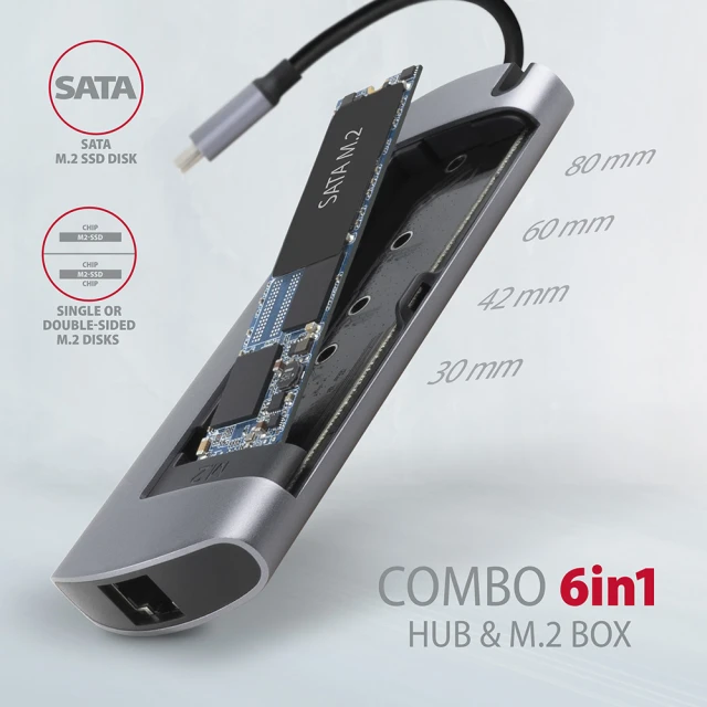USB-хаб Axagon SuperSpeed USB-C 6-в-1 HMC-6M2 (8595247905796)